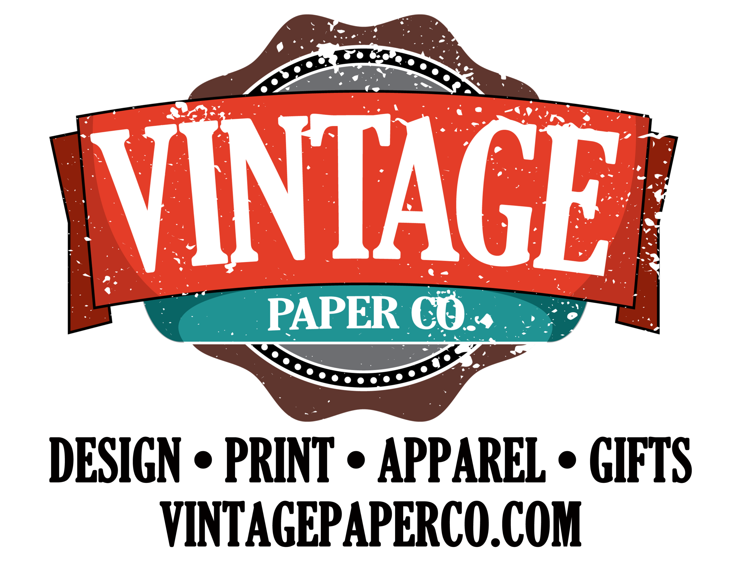 VINTAGE LOGO COLOR WITH WEBSITE AND TAGLINE
